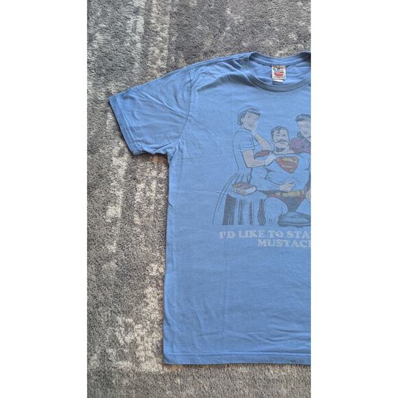 Vintage Junk Food Superman T-Shirt, Blue "Superman Mustache" - Large Made In USA - Picture 5 of 8